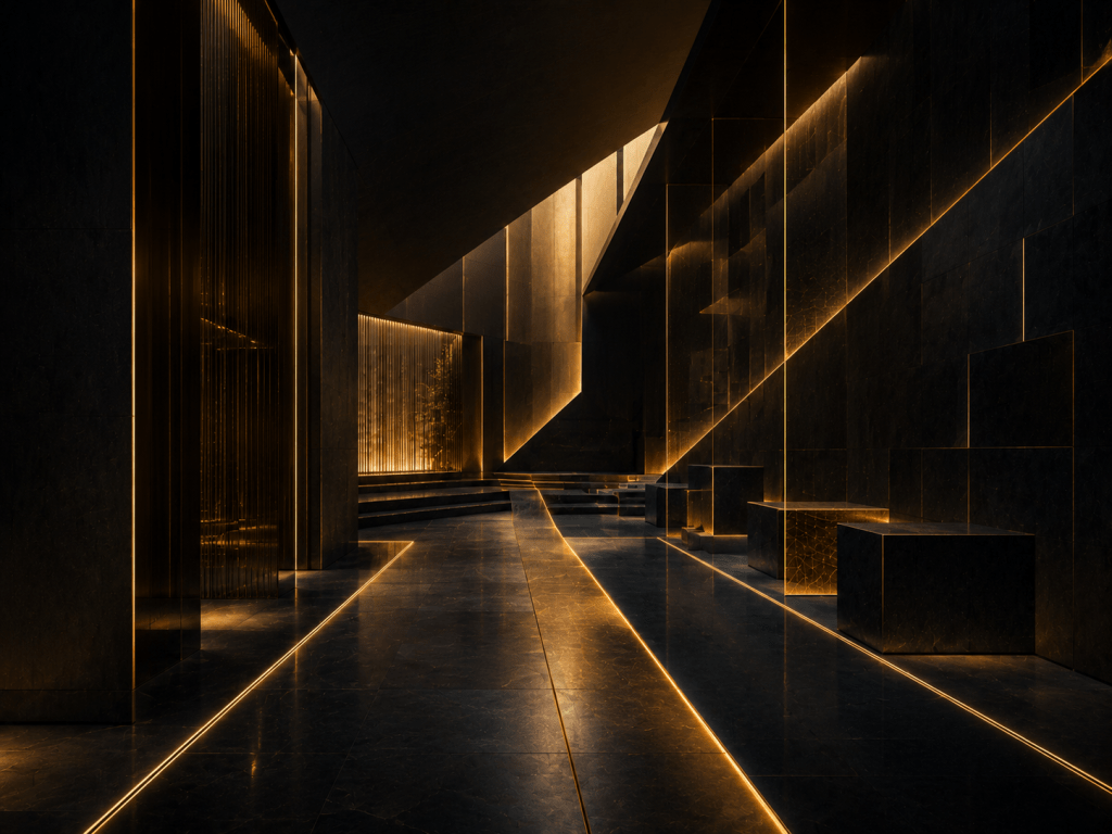 Strategic security advisory represented by an illuminated path through a complex operational environment